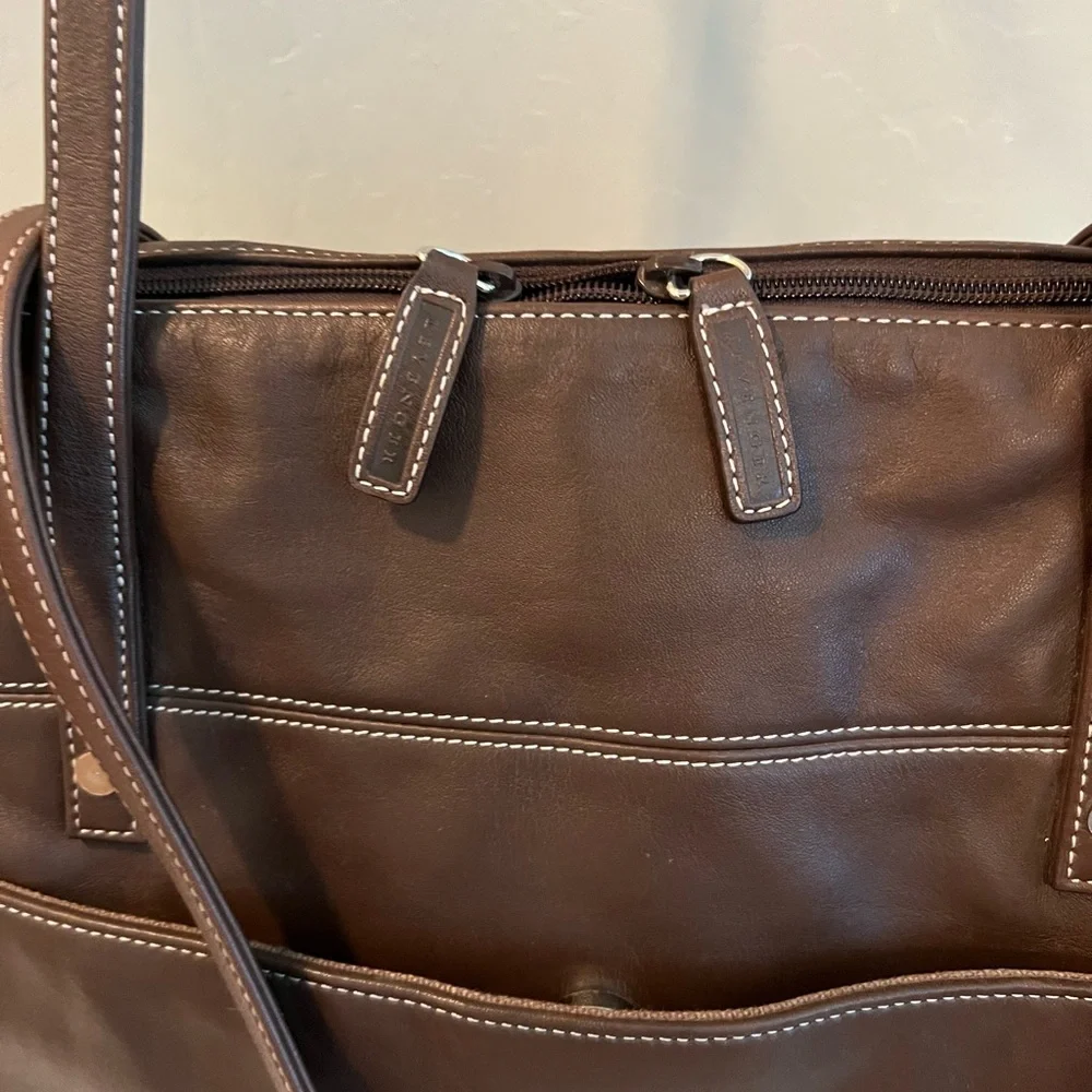 Levenger Dark Brown Leather Duffel Bag